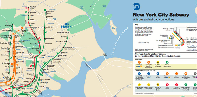 MTA Subway Map-NYC-The Bronx-Hart Island-City Island