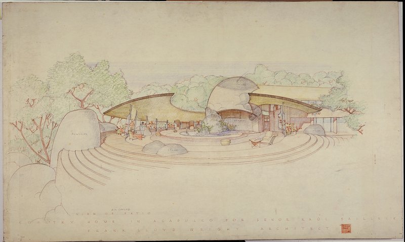 Frank Lloyd Wright-Falling Water Drawing-Architecture-MoMA Exhibit-NYC-003