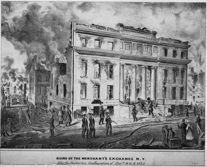 merchant's-exchange-on-fire-1835-NYPL-NYC-Untapped cities