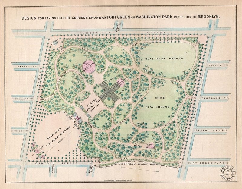 Olmstead and Vaux Plan for Fort Greene Park-1867-Brooklyn-NYC