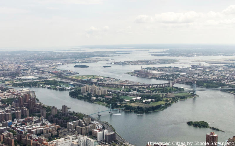 Aerial view of islands around Manhattan