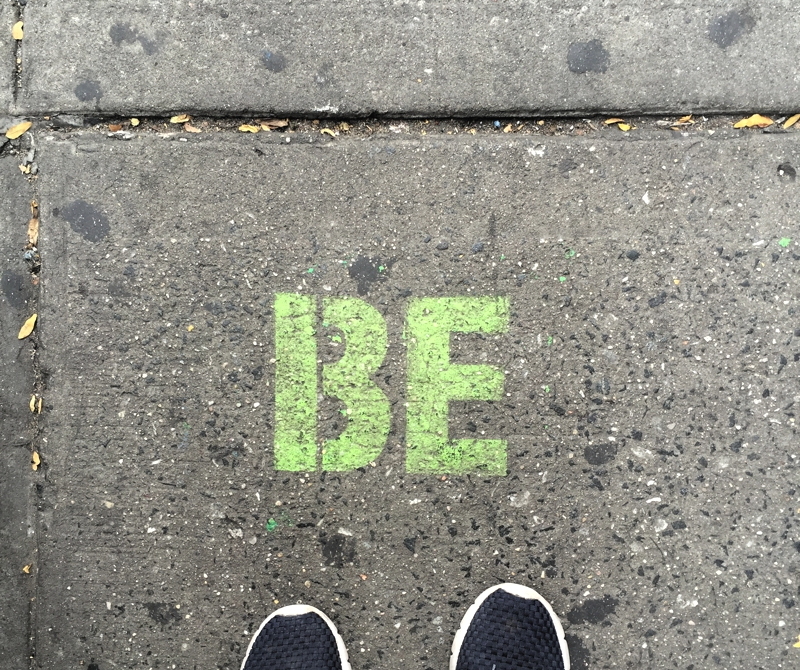 Street Art-Sidewalk Stamp-Pavement Art-BE-45th Street-NYC