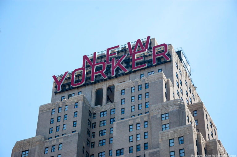 New Yorker Hotel Sign Art Deco Skyscraper NYC 768x511 