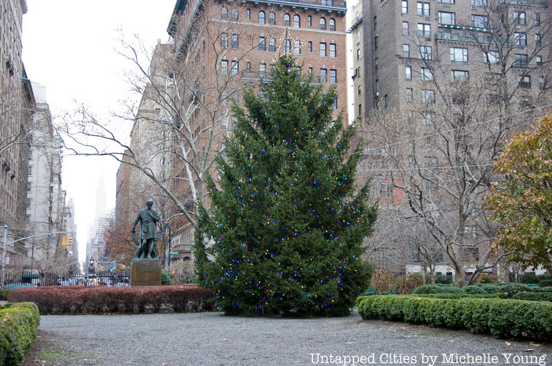 Christmas tree inside Gramercy Park