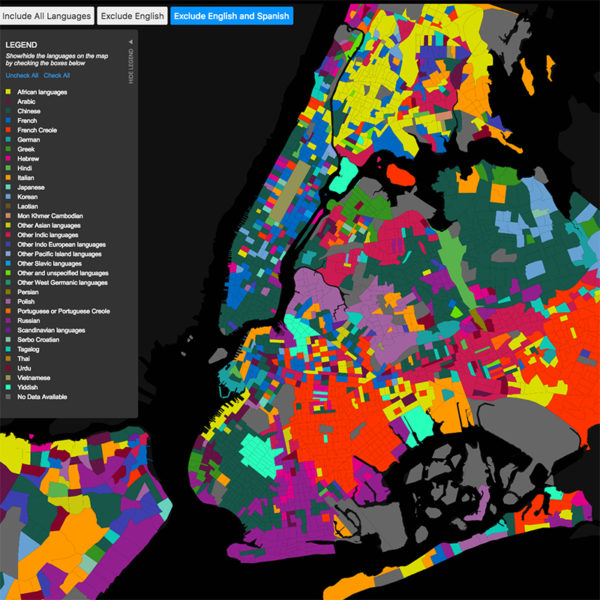 Fun Maps Colorful Map Depicts What Languages New Yorkers Speak at Home