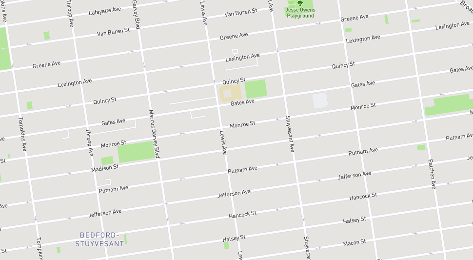 A map of streets in Bedford Stuyvesant, Brooklyn