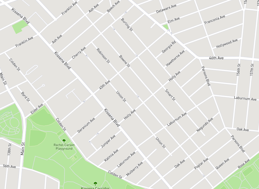 A map of botanical street names in Queens