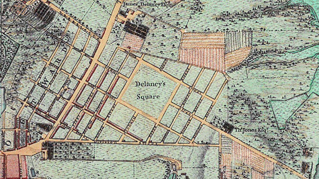 An old map of Delancy's Square