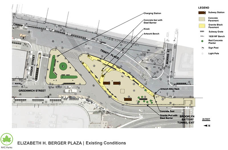 Map of Elizabeth H. Berger Plaza Untapped Cities AFineLyne