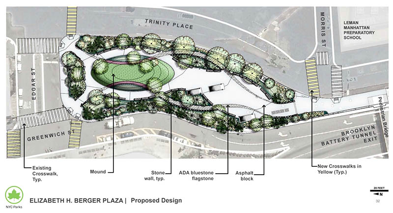 Proposed Design Elizabeth H. Berger Plaza Untapped Cities AFineLyne