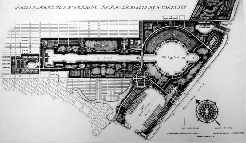 Charles Lay Plan for Marine Park-Olympic Medal Silver-1939 Berlin Olympics-Brooklyn-NYC