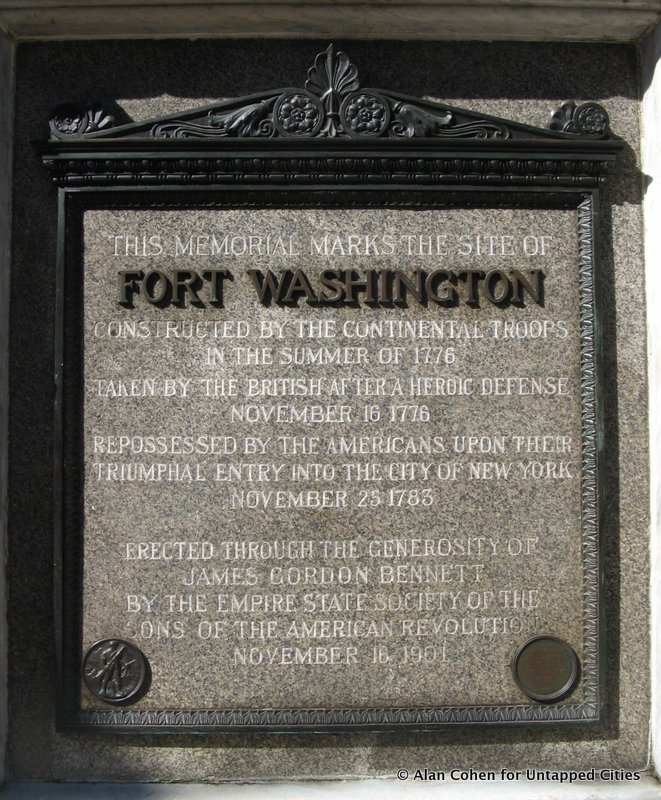 Fort Washington plaque at Bennett Park-George Washington-Continental Army-NYC