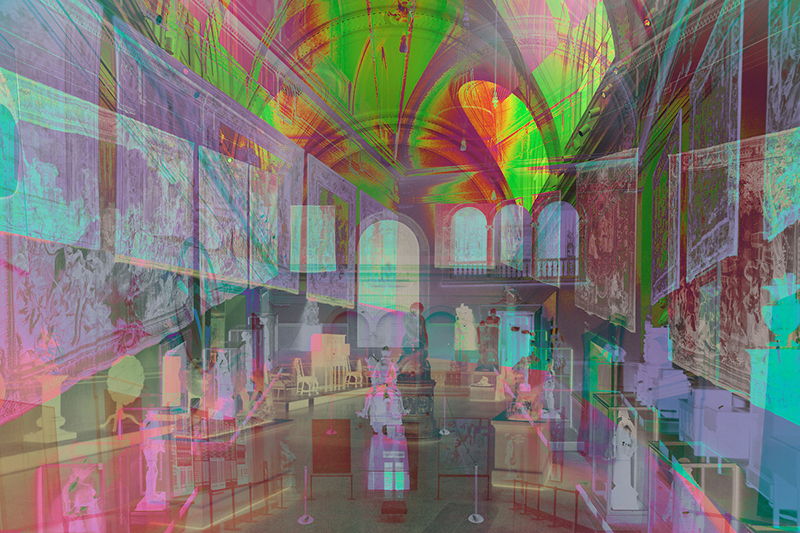 James Welling, Morgan Great Hall, 2014, inkjet print, 21 x 31.5 inches. Wadsworth Atheneum Museum of Art, Hartford, Purchased through a gift from Nancy D. Grover in honor of Robinson A. Grover (1936ñ2015)