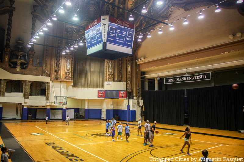 Long Iland University basketball court and theater
