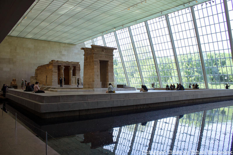A wide view of the formerly named Sackler Wing where the Temple of Dendur stands.