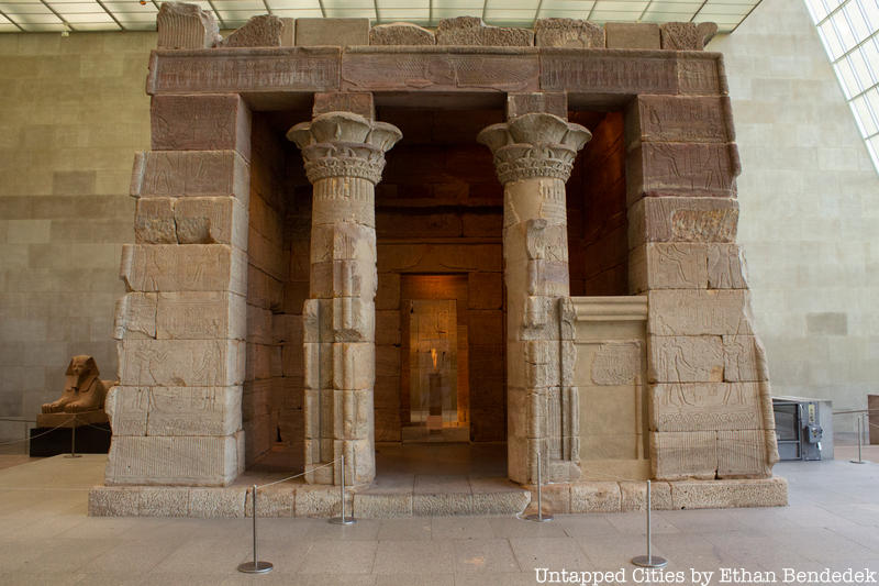 A front facing view looking into the Temple of Dendur