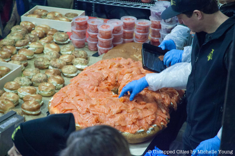 the world's largest bagel lox sandwich