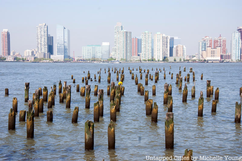 Remnants of a pier in the Hudson River