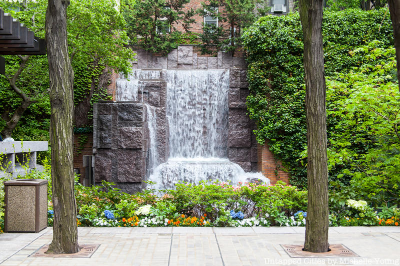 Greenacre Park waterfall in New York City