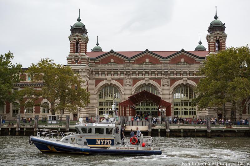 The view of the Ellis Island immigration center from the water.