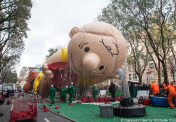 Charlie Brown at the 2018 Macy's Thanksgiving Parade balloon blowing