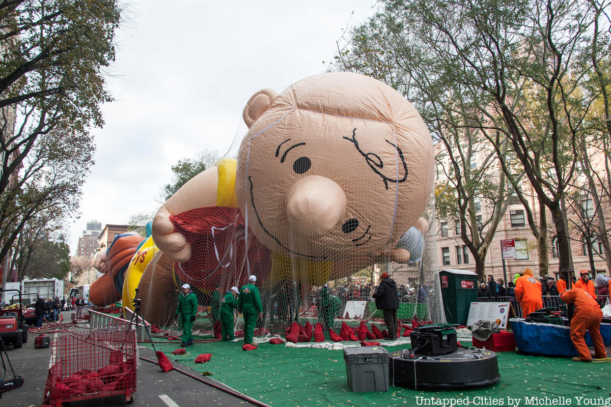 Charlie Brown at the 2018 Macy's Thanksgiving Parade balloon blowing