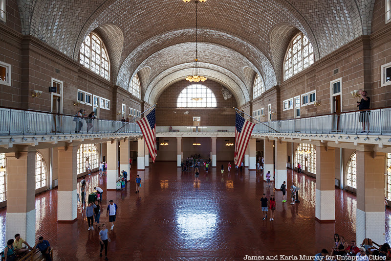 The main hall of the Ellis Island immigration facility.