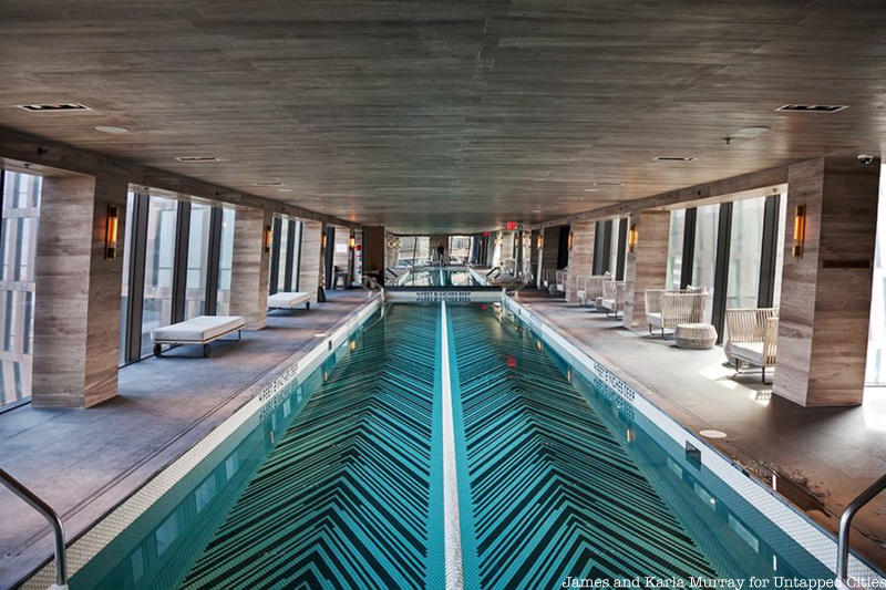 The skybridge pool inside the American Copper buildings in Murray Hill