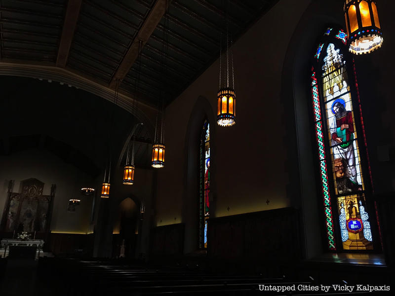 Stained glass church windows at Fordham University Rose Hill
