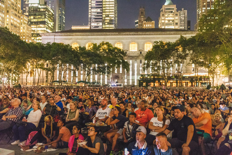 Outdoor movies crowd at Bryant Park