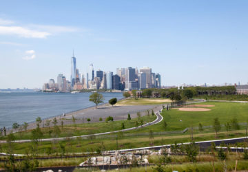 A view of the lower Manhattan skyline from Governors Island