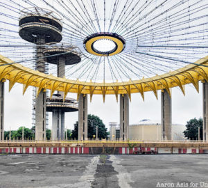 Inside the NY State Pavilion in Queens
