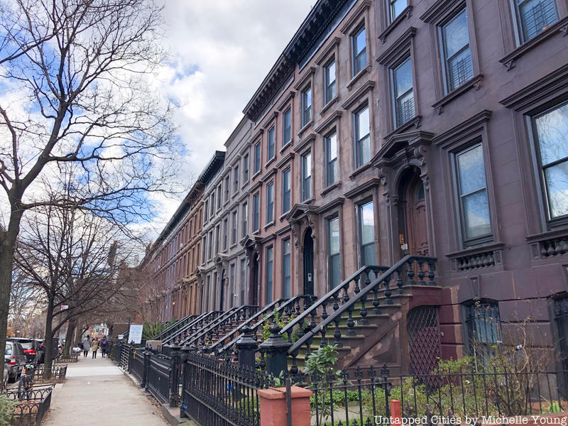 A row of brownstones in Crown Heights Brooklyn