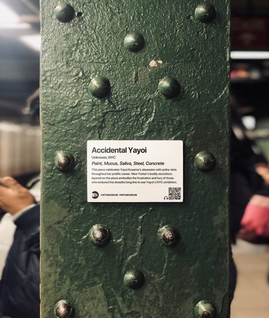 Accidental Yayoi from MTA Museum, green subway column
