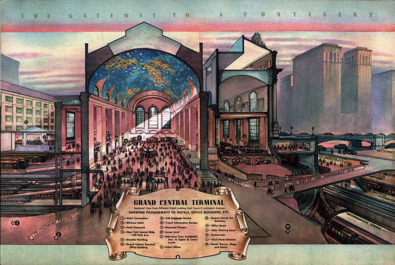 Sectional view of Grand Central Terminal, 1939