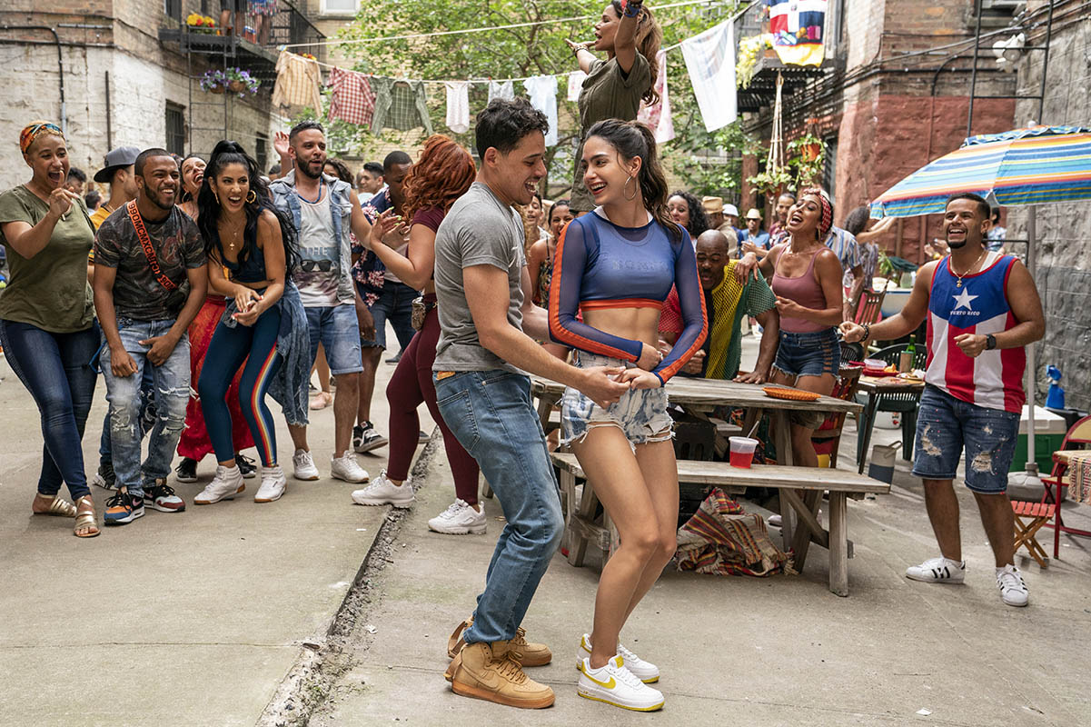 Scene from In the Heights. (Left Center-Right Center) ANTHONY RAMOS as Usnavi and MELISSA BARRERA as Vanessa in Warner Bros. Pictures’ “IN THE HEIGHTS,” a Warner Bros. Pictures release.