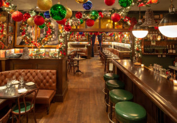 Holiday decorations in Chumley's Restaurant