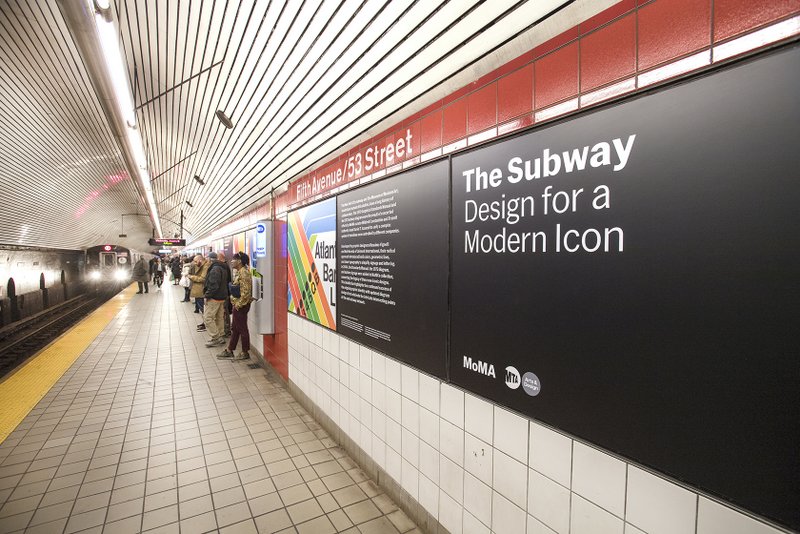 5th Av-53rd Street exhibit with MoMA and MTA on subway graphic design