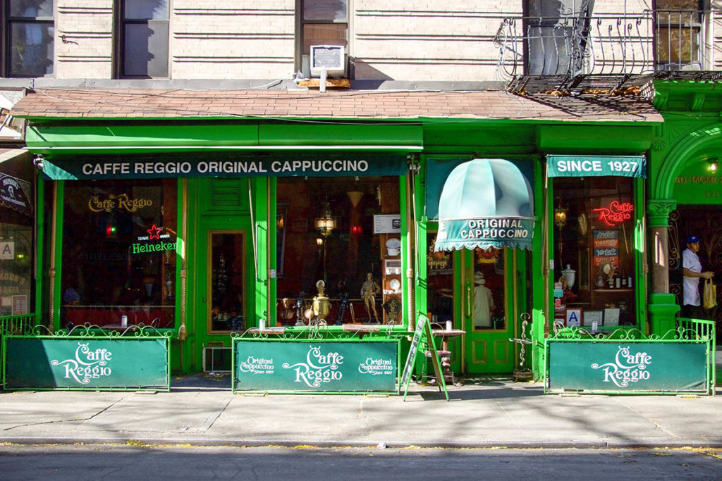 Exterior of Caffe Reggio in Greenwich Village