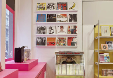 The Record Shop at the MoMA Design Store in NYC, wall display