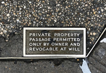 Private Property marker in Brooklyn plaque on NYC sidewalk