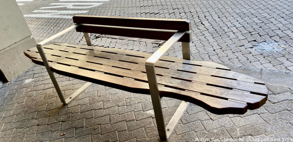 Roosevelt Island benches in shape of island