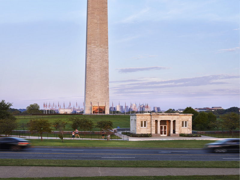 Washington Monument new Visitor Facility from a distance