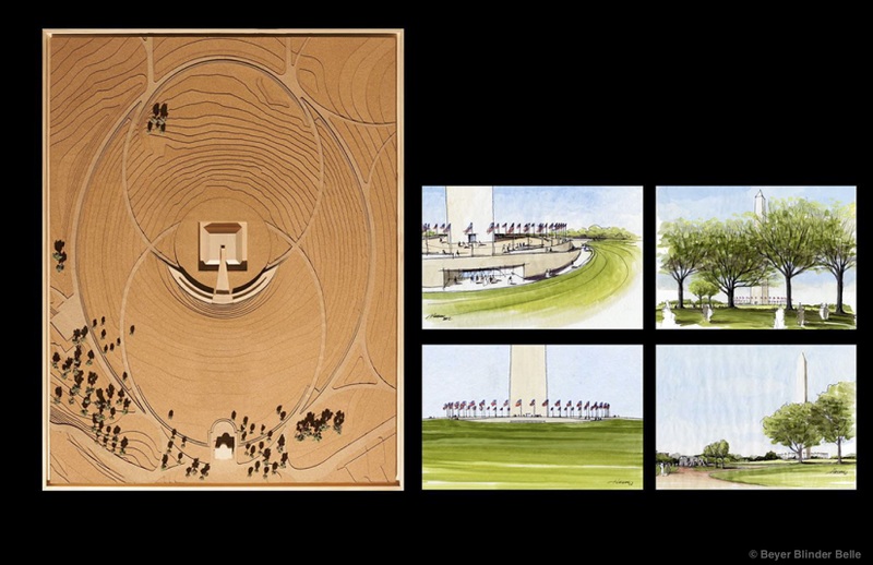 Earlier proposal for the Washington Monument with physical model
