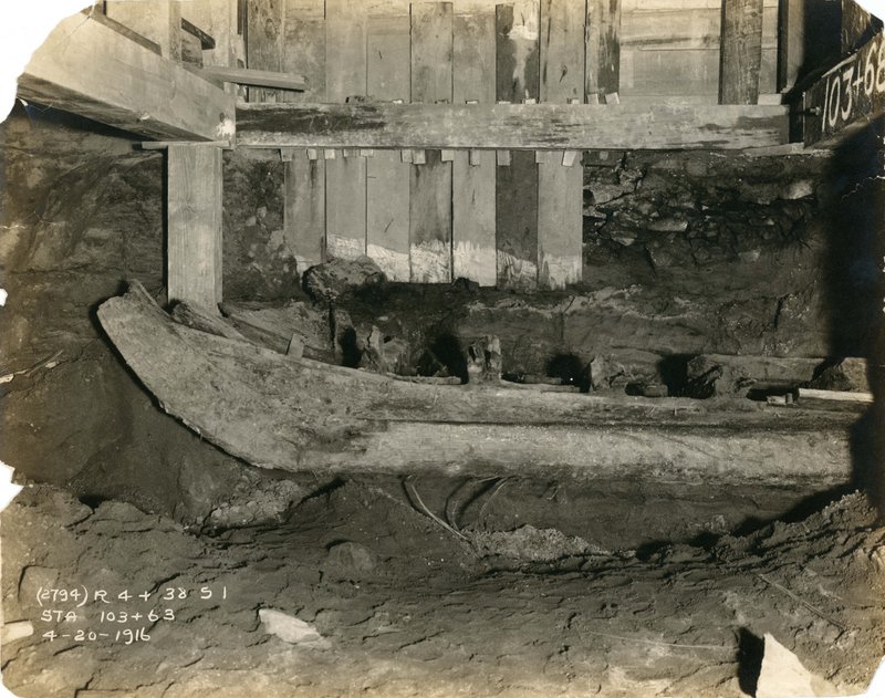 Excavated boat in Manhattan