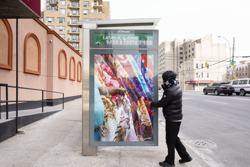 Farah Al Qasimi Blanket Shop on the NYC bus shelters