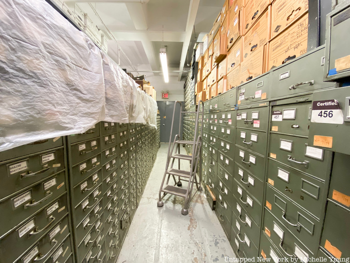 Filing cabinets in New York Times morgue