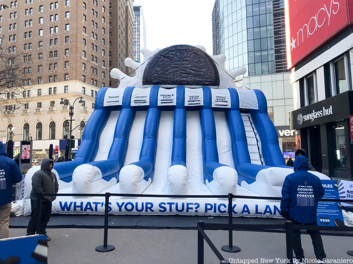 A giant inflatable Oreo slide in Herald Square