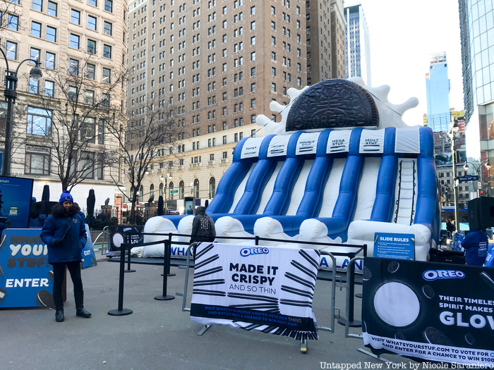 A giant inflatable Oreo slide in Herald Square