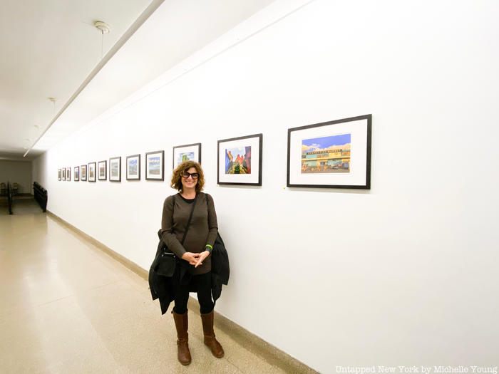 Gayle in front of her exhibition STILL MOMENTS
